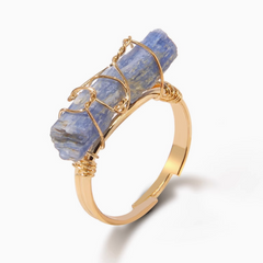 Bague Sodalite Dorée (Ajustable)