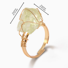 Bague Quartz Citron Dorée (Ajustable)