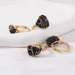 Bague Sodalite Dorée (Ajustable)