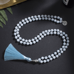 Collier Mala 108 Perles en Calcédoine Bleue | Lithothérapie Stéphanie