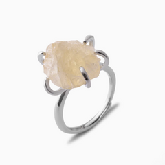 Bague Citrine Argenté (Ajustable)