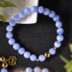Collier Mala en Agate Blue Lace + Bracelet Offert