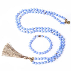 Collier Mala en Agate Blue Lace + Bracelet Offert