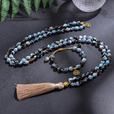 Collier Mala en Agate de Feu + Bracelet Offert