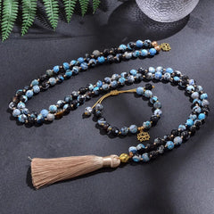 Collier Mala en Agate de Feu + Bracelet Offert