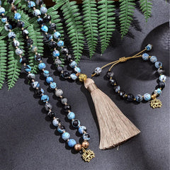 Collier Mala en Agate de Feu + Bracelet Offert