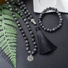 Collier Mala en Labradorite + Bracelet Offert