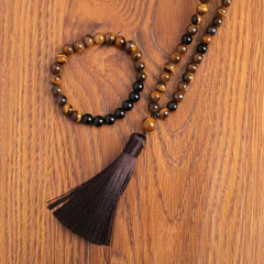 Collier Mala en Onyx et Oeil de Tigre + Bracelet Offert