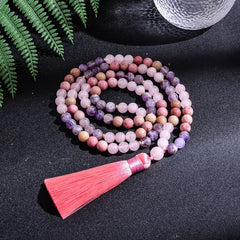 Collier Mala en Rhodolite + Bracelet Offert