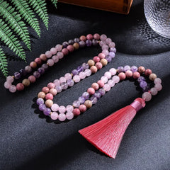 Collier Mala en Rhodolite + Bracelet Offert
