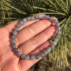 Bracelet en Pierre de Lune Grise 6MM | Lithothérapie Stéphanie