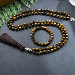 Collier Mala en Oeil de Tigre + Bracelet Offert