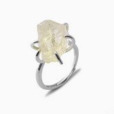 Bague Quartz Citron Argenté (Ajustable)