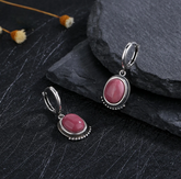 Boucles d'Oreilles en Rhodonite et Argent 925