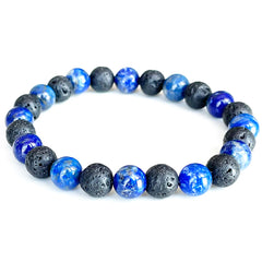Bracelet en Lapis Lazuli et Pierre de Lave