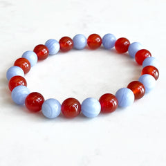 Bracelet en Cornaline et Agate Blue Lace