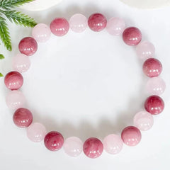 Bracelet Quartz Rose et Rhodonite | Lithothérapie Stéphanie