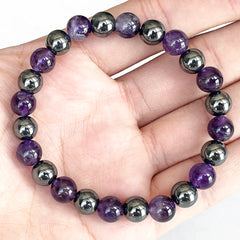 Bracelet en Améthyste et Hématite | Lithothérapie Stéphanie