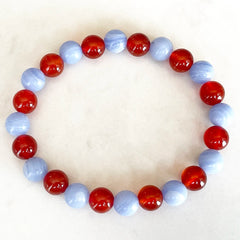 Bracelet Cornaline et Agate Blue Lace | Lithothérapie Stéphanie