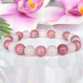 Bracelet en Quartz Rose et Rhodonite | Lithothérapie Stéphanie