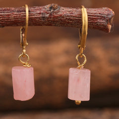 Boucles d'Oreilles en Quartz Rose
