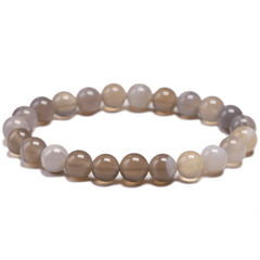 Bracelet en Agate Grise 8MM | Lithothérapie Stéphanie