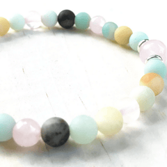 Bracelet en Amazonite et Quartz Rose