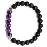 Bracelet Améthyste et Pierre de Lave | Lithothérapie Stéphanie