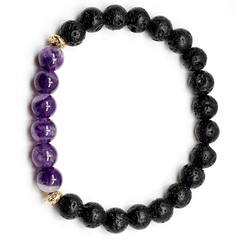 Bracelet Améthyste et Pierre de Lave | Lithothérapie Stéphanie