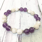Bracelet en Améthyste et Pierre de Lune | Lithothérapie Stéphanie