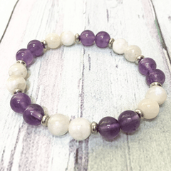 Bracelet en Améthyste et Pierre de Lune | Lithothérapie Stéphanie
