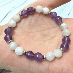 Bracelet en Pierre de Lune et Améthyste | Lithothérapie Stéphanie