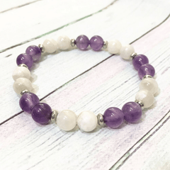 Bracelet Améthyste et Pierre de Lune | Lithothérapie Stéphanie