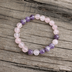 Bracelet Améthyste et Quartz Rose | Lithothérapie Stéphanie