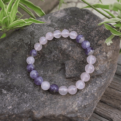 Bracelet Quartz Rose et Améthyste | Lithothérapie Stéphanie