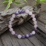 Bracelet en Améthyste et Quartz Rose | Lithothérapie Stéphanie