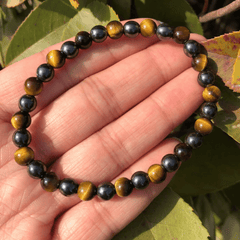 Bracelet en Oeil de Tigre et Hématite | Lithothérapie Stéphanie
