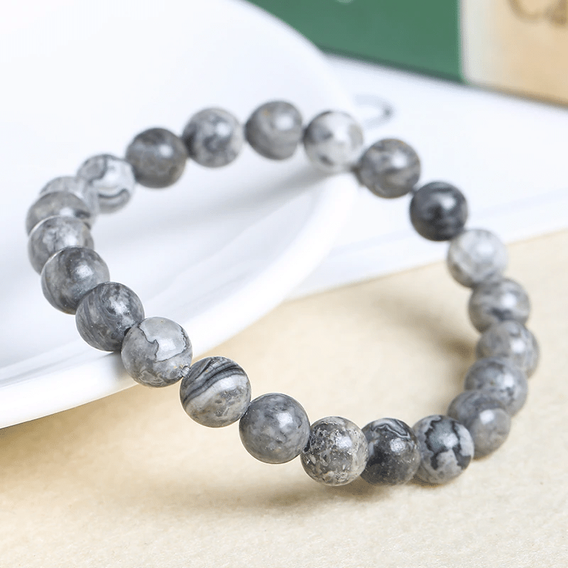 Bracelet en Jaspe Gris | Lithothérapie Stéphanie