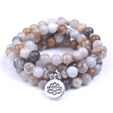 Bracelet Mala en Agate Feuille de Bambou | Lithothérapie Stéphanie