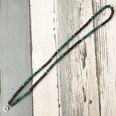 Collier Mala en Améthyste et Chrysocolle | Lithothérapie Stéphanie