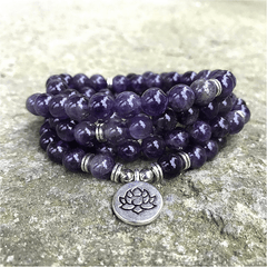 Bracelet Mala Tibétain en Améthyste | Lithothérapie Stéphanie