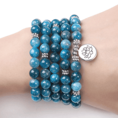 Bracelet Mala en Apatite Bleue | Lithothérapie Stéphanie