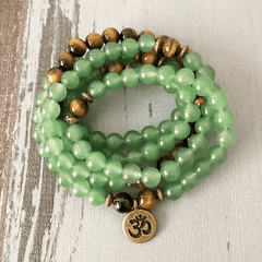 Bracelet Mala en Aventurine et Oeil de Tigre | Lithothérapie Stéphanie