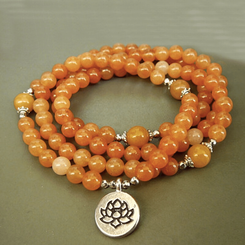 Bracelet Mala en Aventurine Orange | Lithothérapie Stéphanie