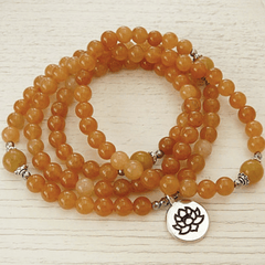 Bracelet Mala Bouddhiste en Aventurine Orange | Lithothérapie Stéphanie