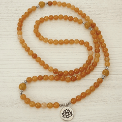 Bracelet Mala Tibétain en Aventurine Orange | Lithothérapie Stéphanie