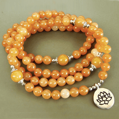 Bracelet Mala 108 Perles en Aventurine Orange | Lithothérapie Stéphanie