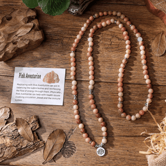 Collier Mala en Aventurine Rose | Lithothérapie Stéphanie