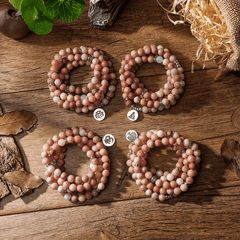 Bracelet Mala 108 Perles en Aventurine Rose | Lithothérapie Stéphanie