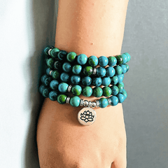 Bracelet Mala 108 Perles en Chrysocolle | Lithothérapie Stéphanie